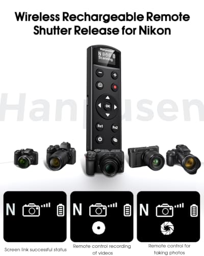 for Nikon Camera Remote Control, Hanpusen Rechargeable Wireless Shutter Release with OLED Screen for Nikon Z6 III/Zf/Z5II/Z50/Z50 II/ZR/Z fc/P1000/P1100/P950/A1000/Z6 II/Z30/Z5/Z7 II, Replace ML-L7