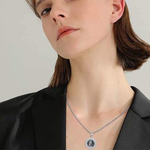 Saint Florian Necklace 925 Sterling Silver St Florian Necklace Religious Protector Amulet Jewellery Gift for Men Women Firefighters 20+2 inch