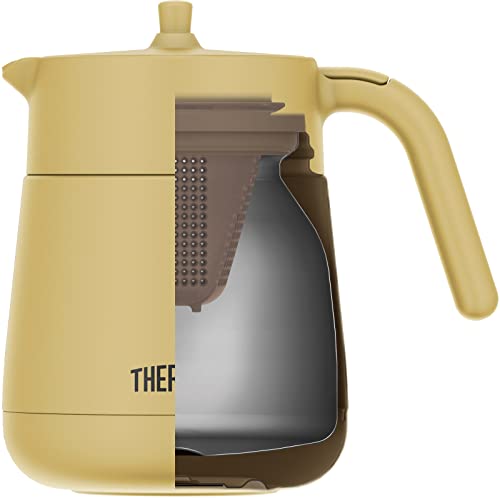 Thermos Vacuum Insulated Teapot with Strainer 23.7 fl oz (700 ml), Beige, TTE-700 BE 700 ml
