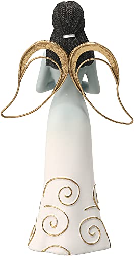 Pavilion Gift Company Friendship Fills Our Heart with Happiness-7.5 Inch African American Bunny Collectible Resin Angel Figurine, White 19622