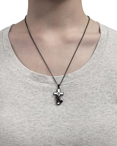 Cross-shaped Ashes Necklace, Customizable for Pet or Human Ashes, Suitable for Both Men and Women Black