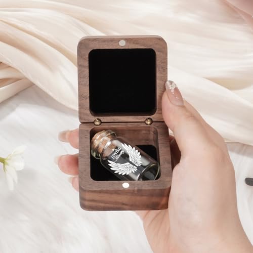 SOITIS Wooden Box for Ashes Glass Small Urn for Human Ashes Keepsake Wings White