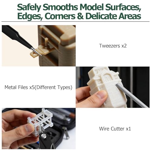 JiGiU 41PCS All-in-One 3D Printer Finishing Tool Kits with Deburring Tool