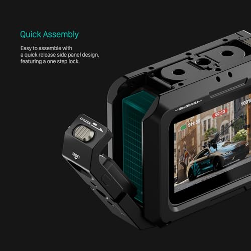 Tilta Full Camera Cage Compatible with GoPro Hero 13/12/11/10/9 Titanium Gray | Professional Cage | Aluminum Build | Two Threads | Cold Shoe Mount | Quick Release | TA-T42-FCC-TG