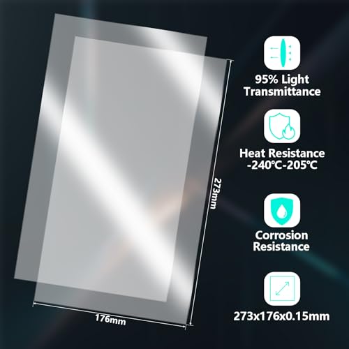 6 x FEP Release Film for Saturn 4, 3D Printer Resin Tank FEP Release Film for Elegoo Saturn 2/8K, Saturn 3/Ultra, Saturn 4/Ultra 273 x 176 x 0.15 mm 273x176mm