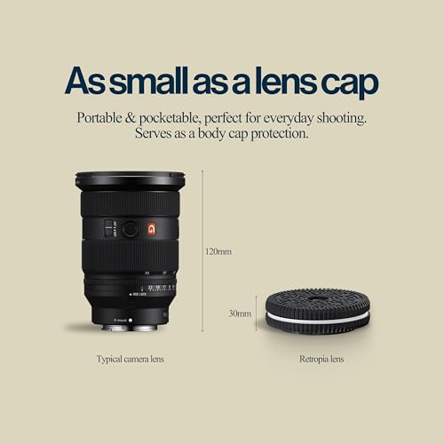 Original Retropia Repurposed Disposable Mirrorless Camera Lens | Unlimited Instant Film-Look Photos | Pancake Lens, 32mm Focal Length & Fixed f/11 Aperture (MIRRORLESS Canon EF-M Mount Compatible) Canon EF-M (Mirrorless Only) Compatible