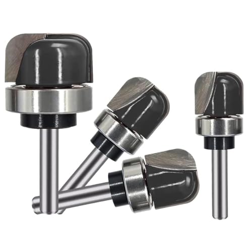 SICWOOD 4-piece bowl and tray template router bit set with 1/4-inch shank and carbide-tipped round nose bits