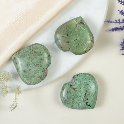 ZAICUS Green Opal Heart Crystal 50mm – Hand-Carved Healing Stone for Reiki, Meditation, Therapy | Palm Thumb Worry Pocket Massage Stones, Ideal Gift for Women Crystal Lovers