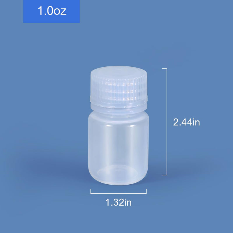 [Australia - AusPower] - 1 oz Wide Mouth Lab Reagent Bottle, Laboratory Grade Chemical Container, Sealed Leak-proof Clear PP Bottle, Pill Bottle, Water Sample Bottle(5 Pcs) 1oz(30ml) 