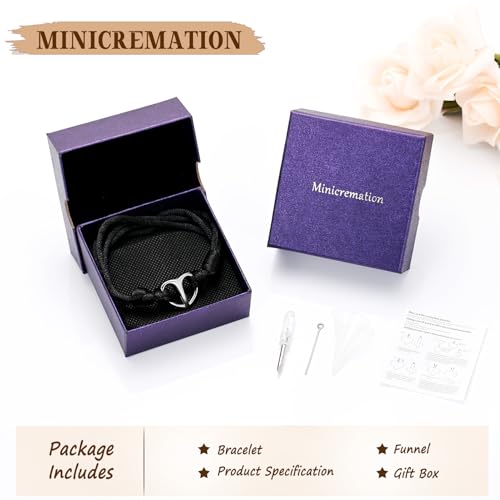 Minicremation Heart Cremation Bracelet for Ashes Adjustable Memorial Urn Bangle for Ashes of Loved One Keepsake Cremation Jewelry Silver thick rope