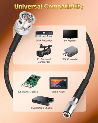 Superbat DIN to 3G HD SDI Cable 7ft DIN 1.0/2.3 to BNC Male Cable 2-Pack 2pcs