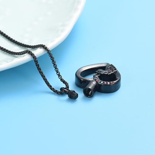 Oinsi Unicorn Cremation Jewelry For Ashes Of Loved One Keepsake Memorial Urn Necklace Pendant Women Girls Fashion Jewelry Style A-Black