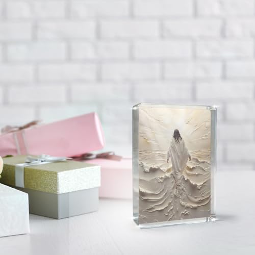 Christian Jesus Walking on Water Religious Home Acrylic637 Decor for Mom Gifts,Inspirational Christian Gifts for Women,Friends,christians,pastor,Baptism,Mother's Day 4x3x0.6In Jesu6 4.1x.3.1