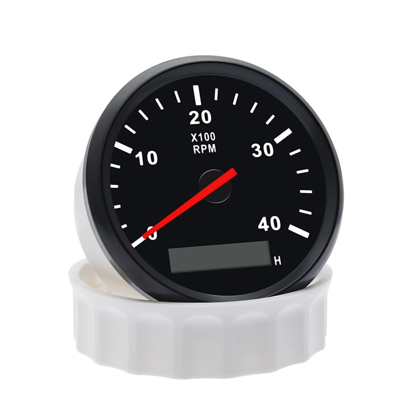 Geloo 85 mm Boat Tachometer Gauge 4000RPM Speedometer Meter Waterproof | For car truck boat diesel engine 0-4000 RPM marine RPM speedometer outboard motor 9-32V
