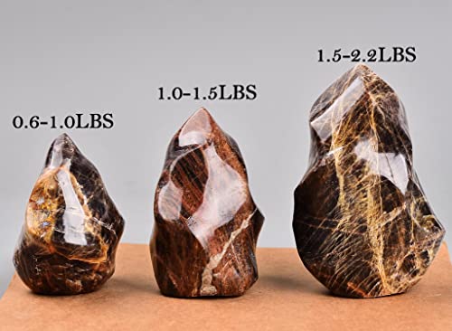 AMOYSTONE Black Moonstone Flame Shaped Towers Large Healing Crystal Stone Home Decor 1.0-1.5LBS 1.0-1.5 Pound