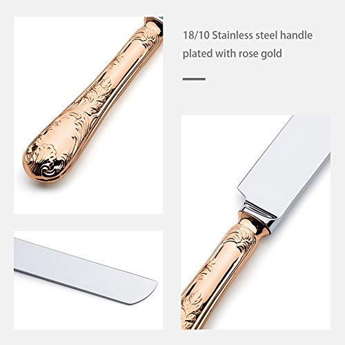 2 Piece Wedding Cake Server Set,18/10 Rose Gold Stainless Steel Dessert Set Pie Server Cake Cutter Knife for Birthday,Anniversary,Holiday,Baby Shower,Party