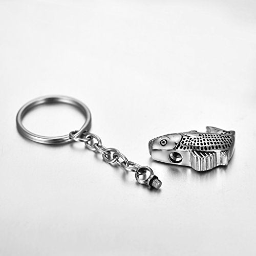 COCO Park Cyprinoid Jump Over Dragon Door Urn Pendant Keychain Fish Cremation Jewelry for Ashes Memorial Keepsake