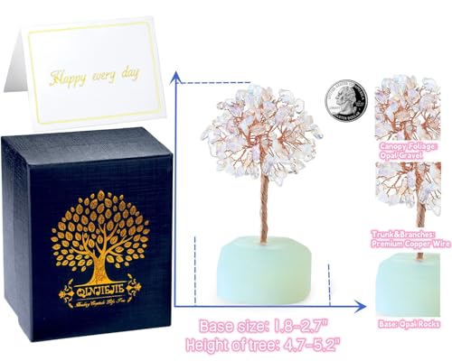 QINJIEJIE Opalite Healing Crystals Tree Decor Natural Stone Tree of Life Opal