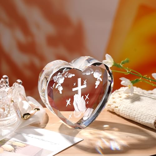 Ornalrist 3D Praying Hand Figurines Glass Religious Gift for Women Ornament Praying Hands