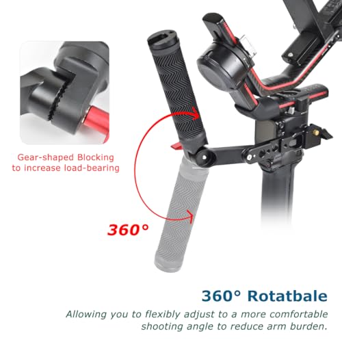 360° Adjustable Handgrip Handle with NATO Clamp for DJI RS3 Pro/RS3 Mini/RS3/RS2/RSC2, Gimbal Sling Grip with Coldshoe 1/4" Holes Extension Mount