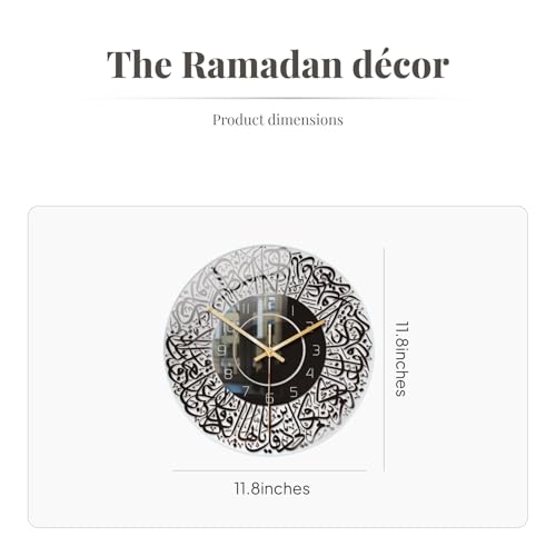 MagiDeal 30cm Religious Islamic Calligraphy Wall Clock, Acrylic Wall Clock Islamic Home Decor, Silent for Living Room Decorative, Black Black a