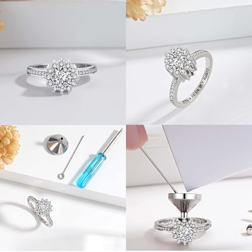 925 Sterling Silver Urn Rings for Ashes for Women - Sunflower Ash Ring Cubic Zirconia Memorial Keepsake Cremation Jewelry Gifts for Loss of a Loved One 6