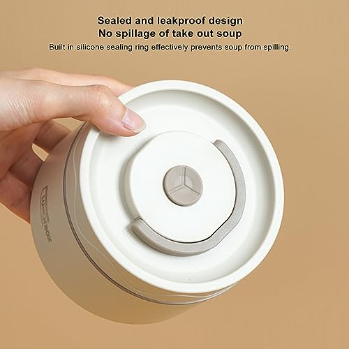 LICAEVEY Insulated Lunch Container, 304 Stainless Steel Leakproof Box with Sealed Lid, Portable Round Thermal Food Jar for Work, School & Outdoor (4 Box) Beige 4 Box