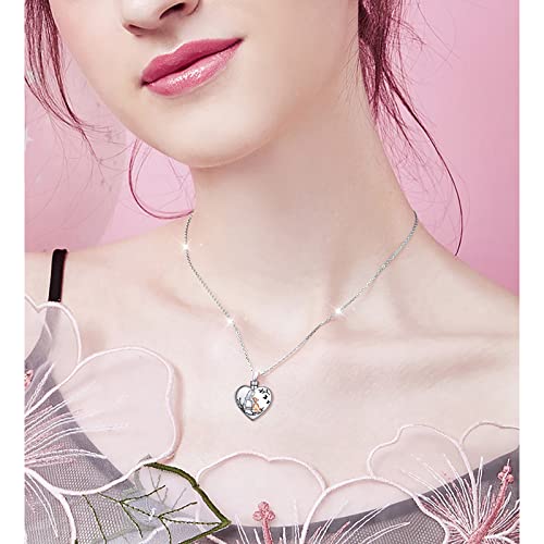925 Sterling Silver Mom Child Heart Urn Pendant Cremation Memorial Jewelry