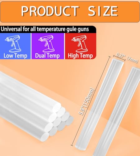 EASYTOO Mini Hot Glue Sticks, 0.27 x 6 inch clear 100-pack for all-temperature glue guns