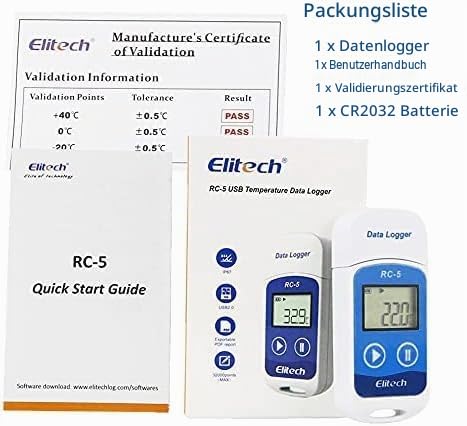 Data logger - ELITECH 32000 Point USB Temperature Data logger Recorder Internal Sensor RC-5 1Pack