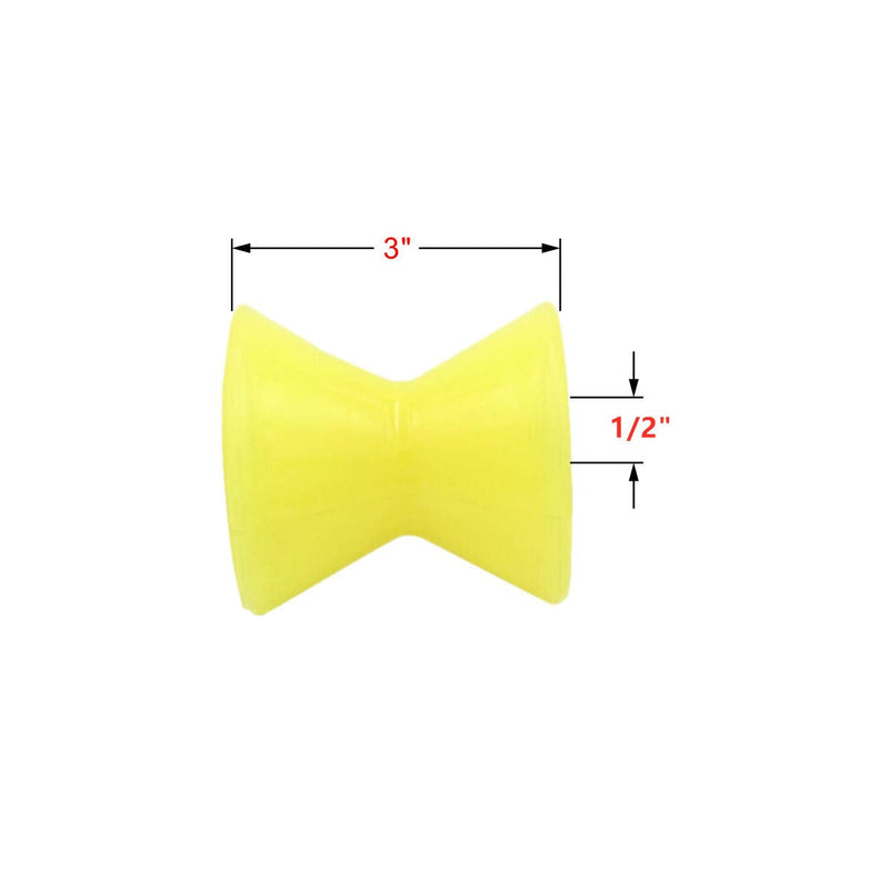 Marine 3-12 Inch Boat Trailer Rollers by 1/2"-5/8" Shaft Bow Stop Keel Spool Roller Polyurethane Rubber Multiple for Choice Yellow 4 Inch by 1/2" Shaft