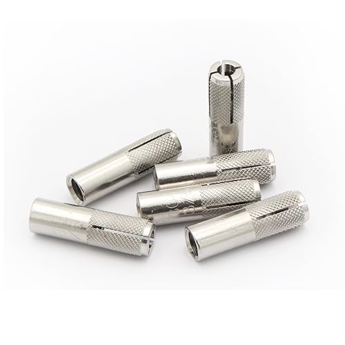 SCXCLY 15-piece 3/8"-16 knurled drop-in anchors in silver 304 stainless steel for solid concrete