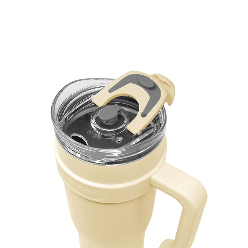 HYDRAFLOW Re-Steel Capri Water Bottle: 40oz Triple Wall Vacuum Insulated, Recycled Stainless Steel, Leak Proof, BPA-Free, w/Flip Straw – Perfect for Sports, Travel and Hydration - Bamboo Silk 40 Ounces