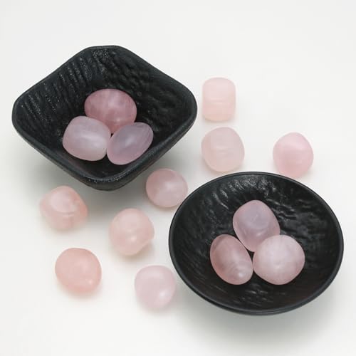 Rose Quartz Crystals Stone, Polished Stones & Rocks, Natural Healing Crystals for Chakra Balancing, Meditation, Spiritual Decor, Tumbled Stones for Energy, Reiki,Gifts (0.5LB) Rose