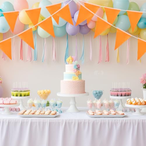 20M/65.6ft Orange Bunting Flags Banner, 52pcs Fabric Triangle Banners for Indoor Outdoor Birthday Baby Shower Wedding Garden Home Party Decorations