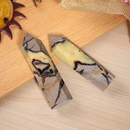 TUMBEELLUWA 141-170 mm Natural Septarian Dragon Stone Crystal Obelisk Tower Multicolor Height 5.55-6.69 Inch