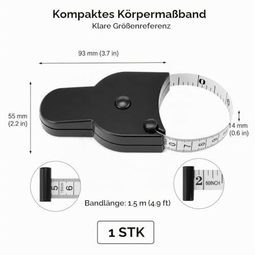 QWORK 150 cm Tape Measure Body Body Measuring Tape with Button and Self-Locking for Fitness and Personal Use