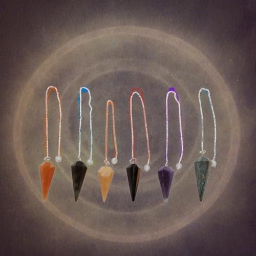 Dowsing Pendulum Healing Set of 6 - Carnelian, Labradorite, Golden Quartz, Tiger Eye, Amethyst, Lapiz