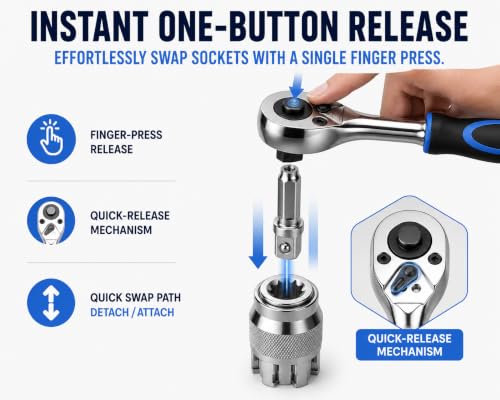 GENERIC universal socket wrench with handle and adjustable socket adapter for versatile fastening work