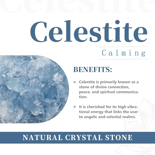 Rockcloud Natural Blue Celestite Crystal Ball with Acrylic Stand 2.4" 2.40-2.75 Inches