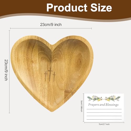 Prayer Bowl with 24 Cards, Heart Shaped Prayer Bowl Wooden yellow color