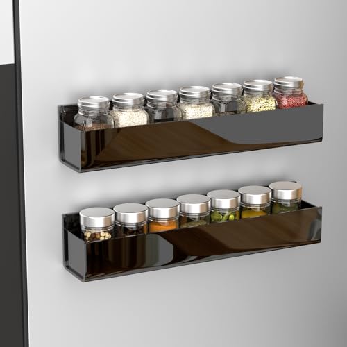 PMMASTO 4-Pack Black Acrylic Spice Rack Organizers for Cabinet Doors 4 Pack-12" (Rack Only)