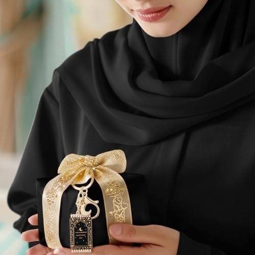 Islamic Keychain Gifts Bulk Plated Enamel Muslim Keychain Islamic Gifts for Women Men Black and Gold 12