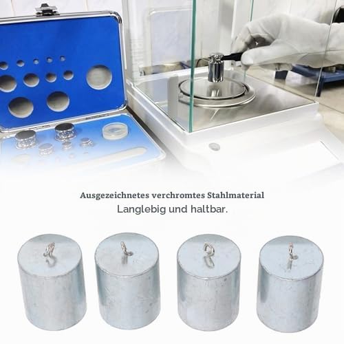 200g Precision Calibration Weight Set for Highest Accuracy, Chrome-plated Steel, 4-Piece with Hooks, Compact Storage Box for Laboratory and School Supplies