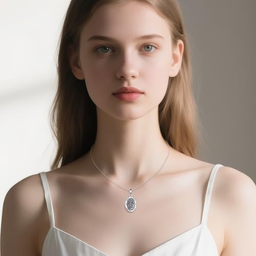 DAYLINLOVE Hecate Necklace 925 Sterling Silver Abalone Shell Oval Triple Moon Goddess Pendant Necklace Pagan Witch Proteccion Amulet Hecate Jewelry for Women Saint Michael 3