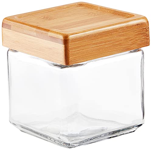 Anchor Hocking 1-Quart Stackable Jars with Bamboo Lids, Set of 4, Clear Glass - 1 Quart (Set of 4) Bamboo Lid