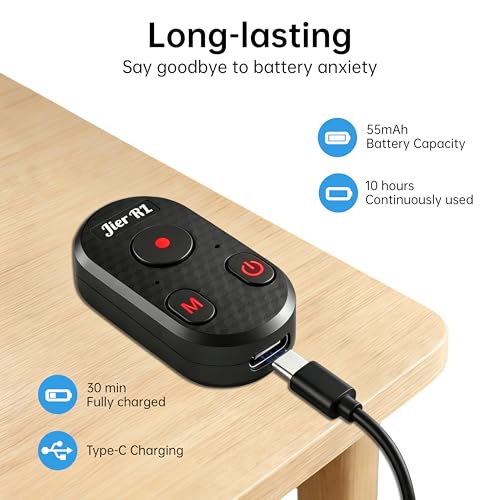Bluetooth Camera Remote Control for iPhone & GoPro — 65ft Range, Instant Pairing, No App | Type-C Rechargeable Shutter Remote for Selfies & Vlogging, Compatible with iPhone 12-17, GoPro 8-13, Android
