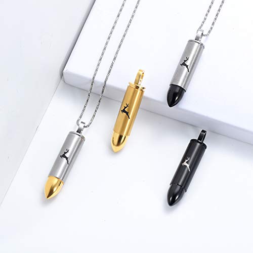 Yinplsmemory Cremation Jewelry for Ashes Locket Deer Bullet Pendant Urn Necklace for Ashes Keepsake Memorial Jewelry for Ashes for Dad Papa
