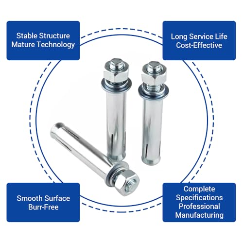 MOUMOUTEN 4-piece M12 x 70mm 304 stainless steel expansion bolts with hex anchors