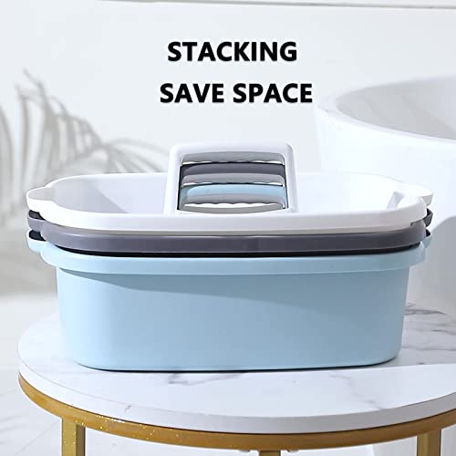 Two large white JiatuA shower caddies with handles, portable bathroom storage baskets for cleaning supplies in a 2-pack.